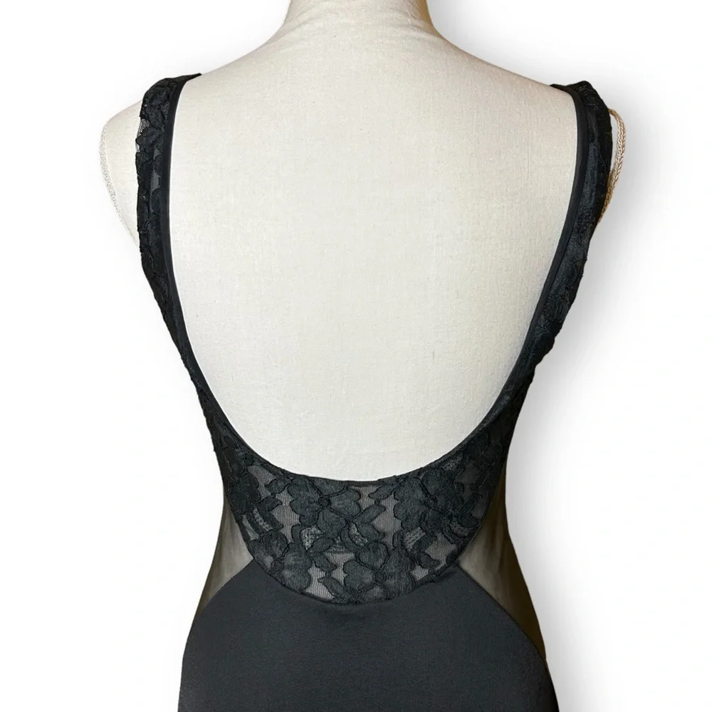 Vintage Black Blanche by Ralph Montenero Lace Mesh Maxi Long Slip Dress Size XS - Picture 9 of 12
